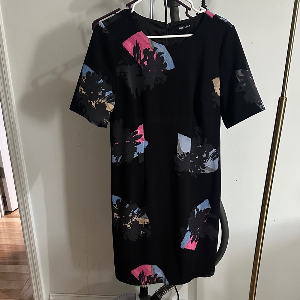 Ellen Tracy Black Mini Dress with Vibrant Accents